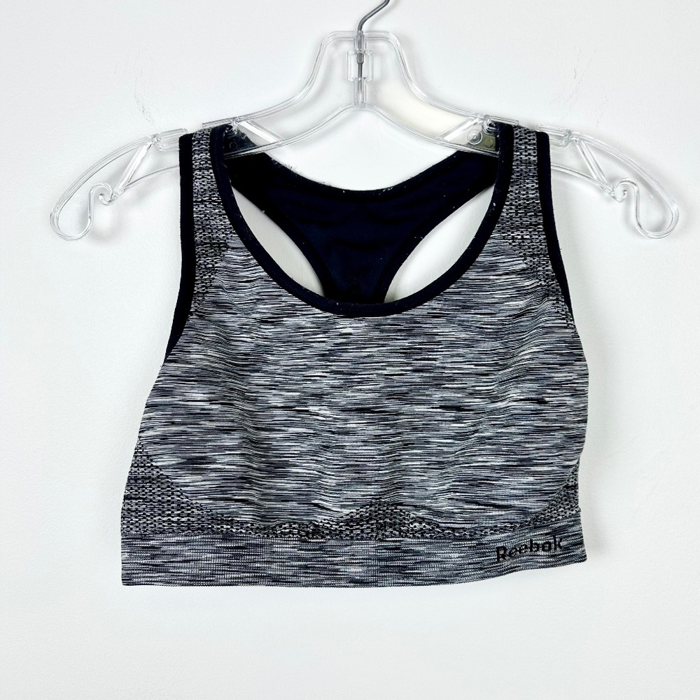 Reebok Marled Gray Athletic Racer Back Sports Bra